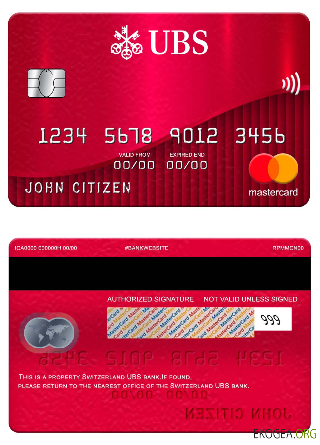 Mastercard de la banque UBS Suisse